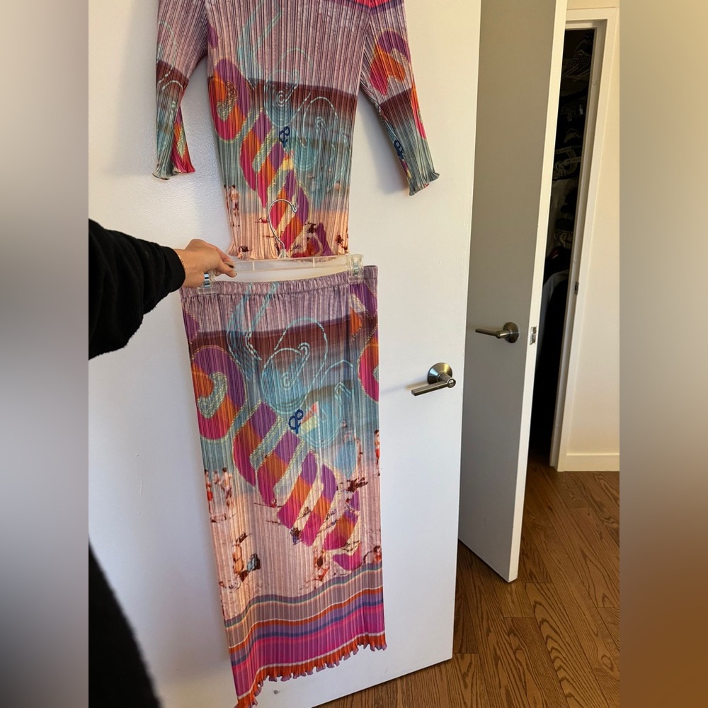 Zimmermanmann ribbed long sleeve top and skirt set